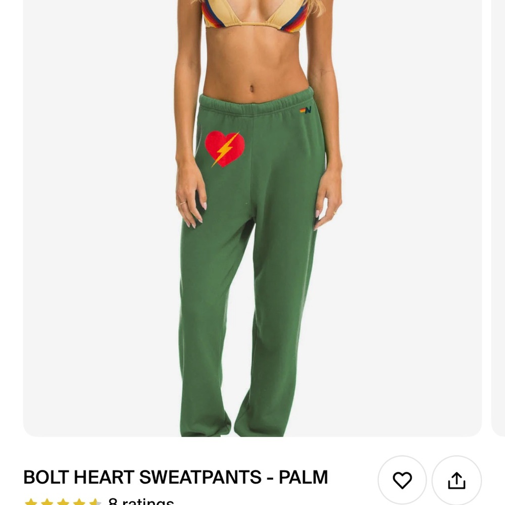 Aviator Nation Teal Sweatpants with Red Heart Bolt